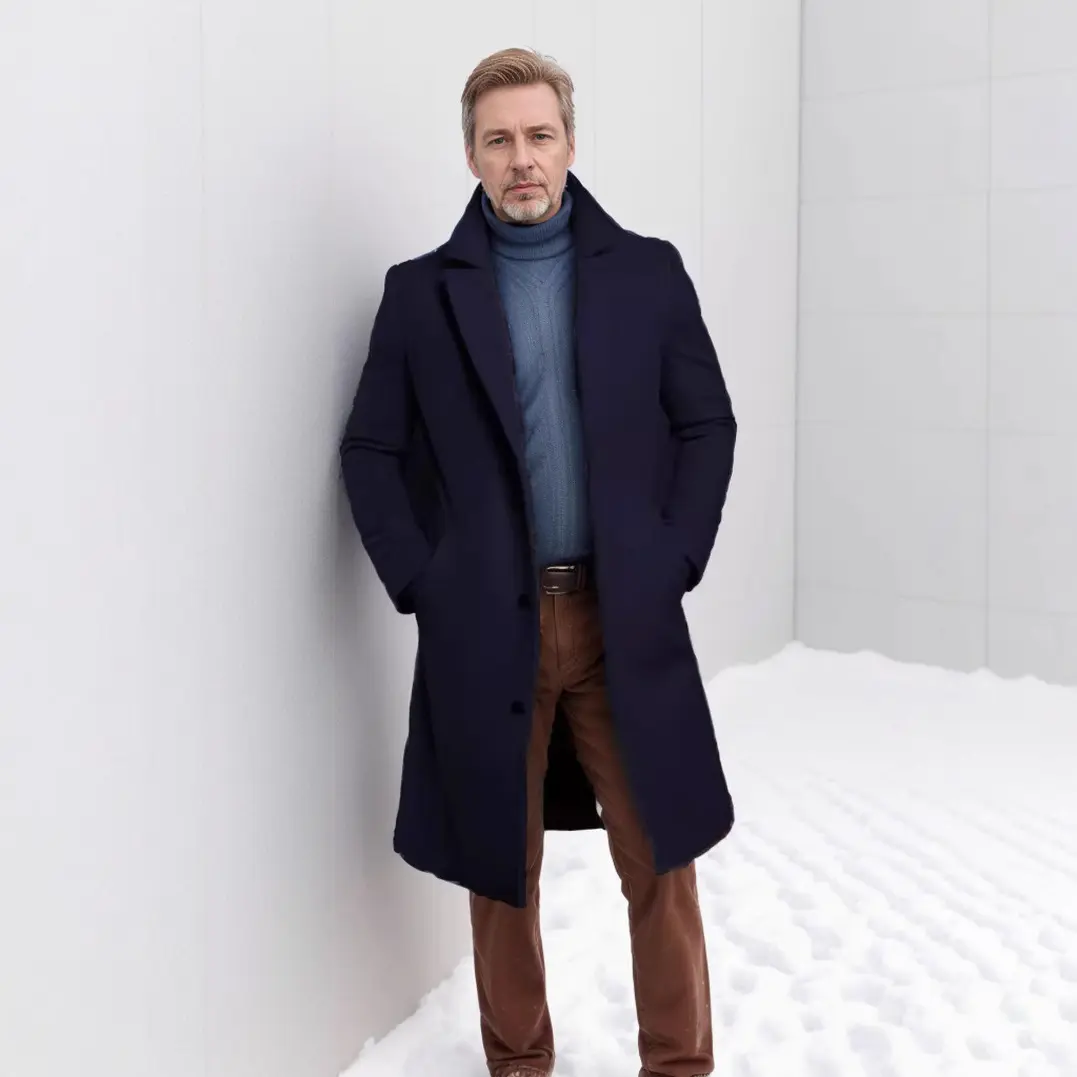 Men's Mid-length Solid Color Autumn And Winter