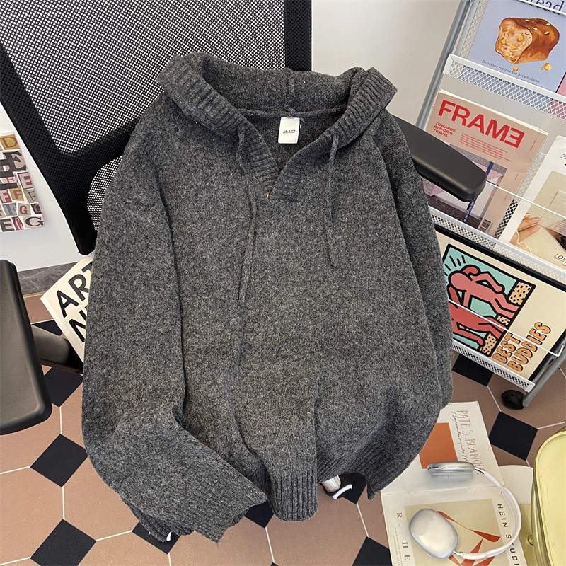 Solid-color Warm Pullover Hoodie With Long Sleeves