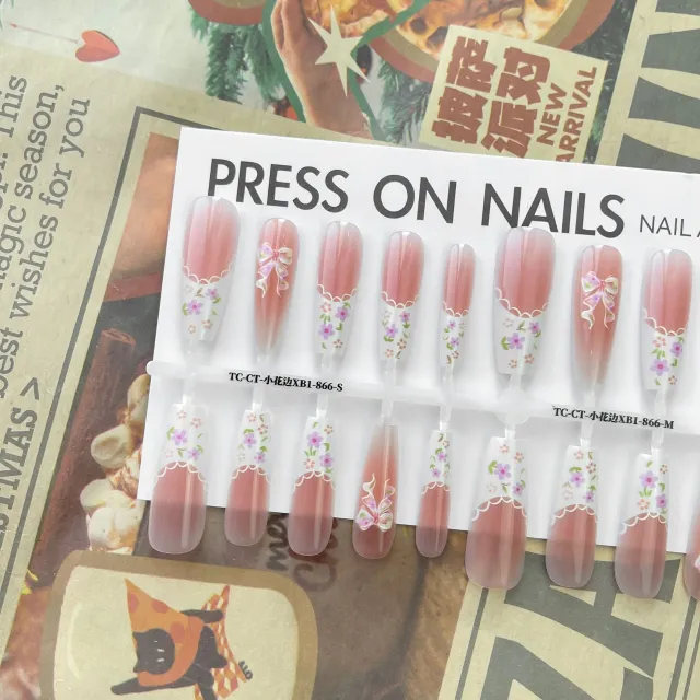 Small Floral Wear Prefabricated Nail Tip Long Ladder Velvet Seal Layer White Small Lace - Shop at LoveMi