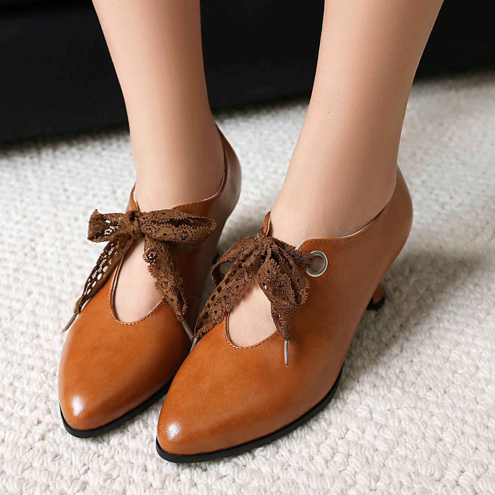 Spring Cross-border Independent Site Plus-size Chunky-heel Pumps
