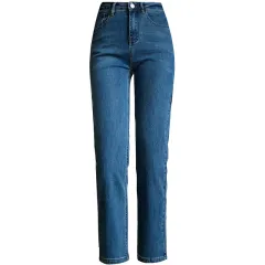Retro Blue Jeans Women's Loose Smoke Tube High Waist - Retro Blue Trousers - View 1