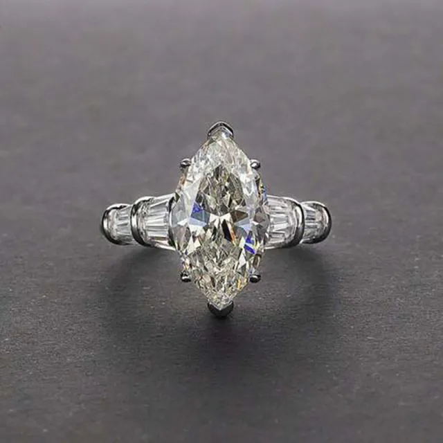 Banquet Inlaid Marquise Zircon Ring Q670 White Gold Color - Shop at LoveMi
