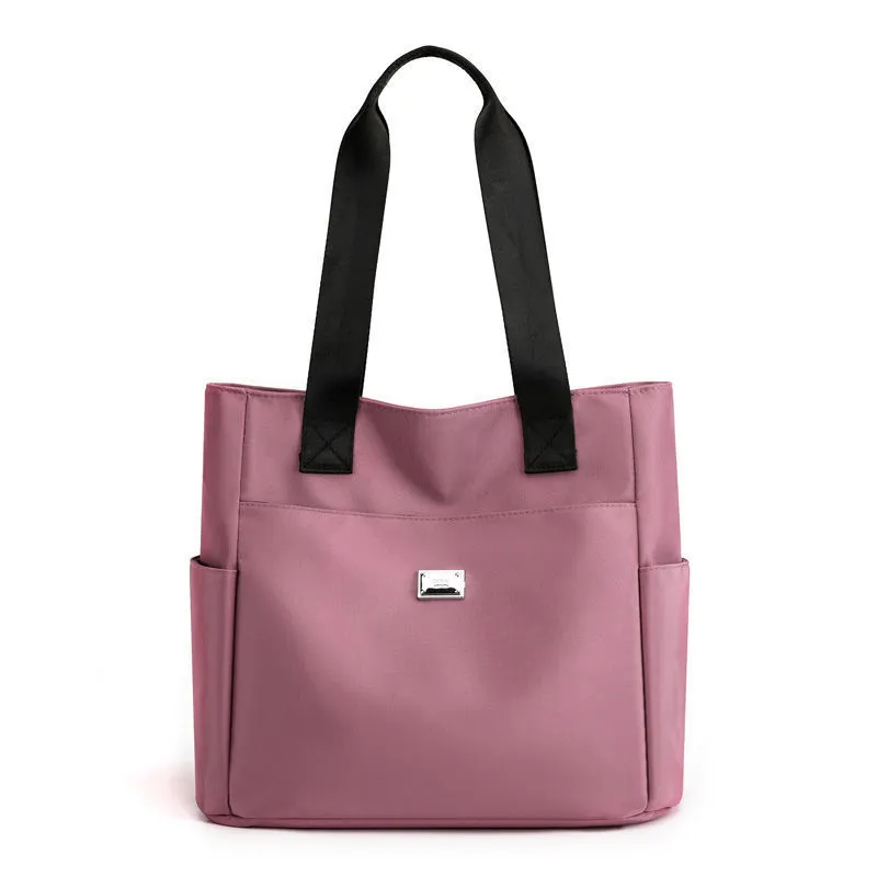 Women's Fashion Tote Oxford Cloth Light Canvas Crossbody Bag Versatile Large Capacity - Pink
