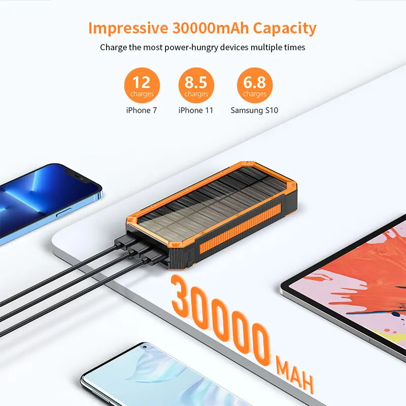 Outdoor Large Capacity 30000 MA Solar Charging