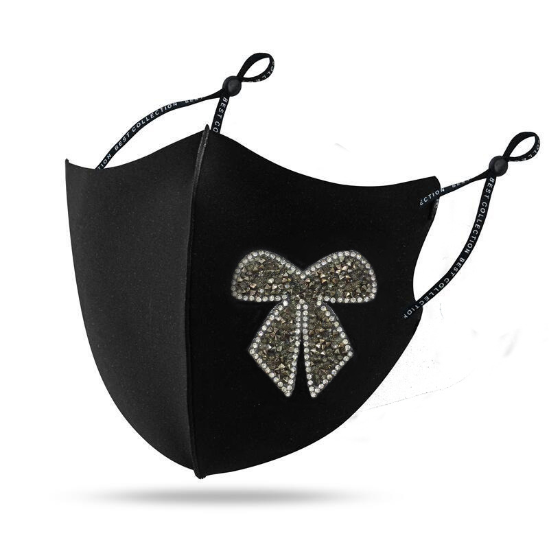 Women's Mask Diamond Shiny Diamond Bow Creative Pattern Sun Block Dustproof Warm - Picture 6 of 22