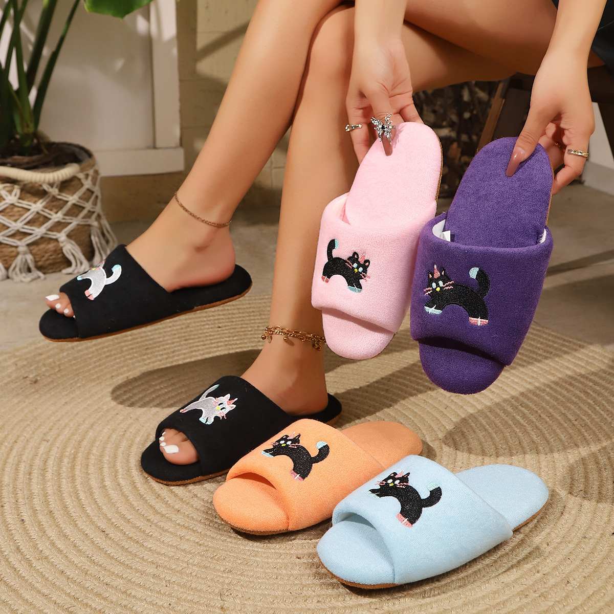 Cute And Warm Plush Postpartum Slippers With Soft Cotton Soles