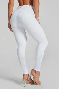 Fashion Black And White High Elasticity Ankle-tied Large Size Hip Lifting Women's Jeans - White - View 1