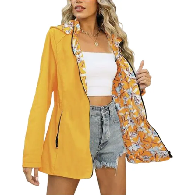 Printed Women's Zipper Windbreaker Japanese And Korean Fashion Double sided Wear Yellow - Shop at LoveMi
