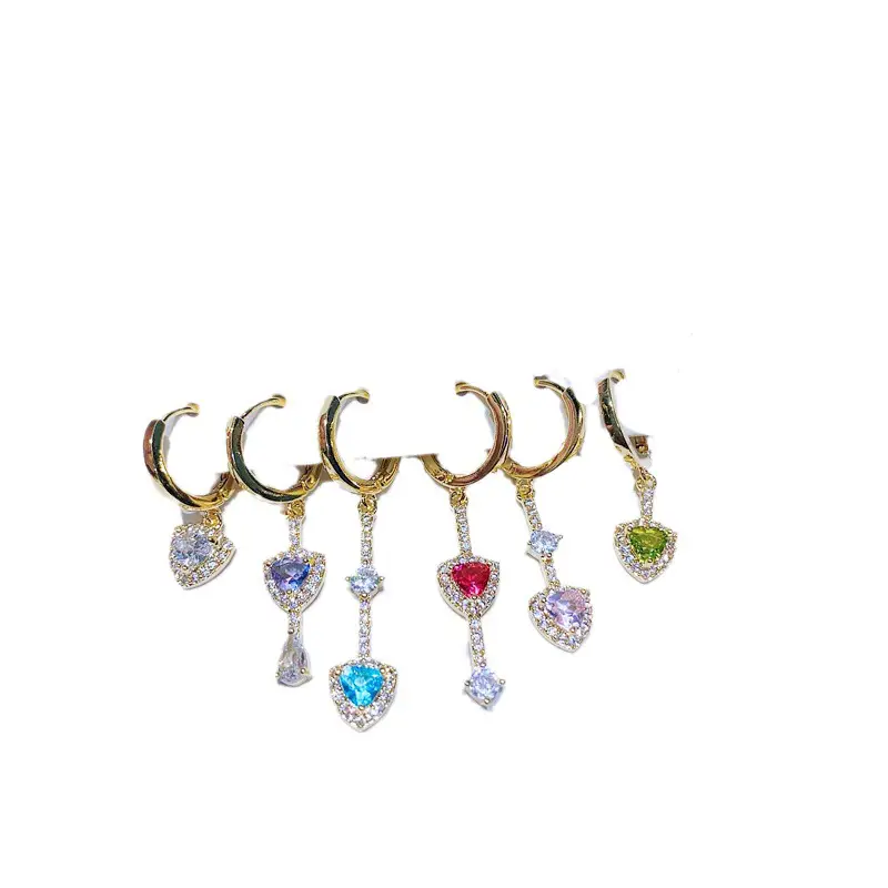 Color Crystal Zircon Earrings Premium Vintage Ear Clip Suit