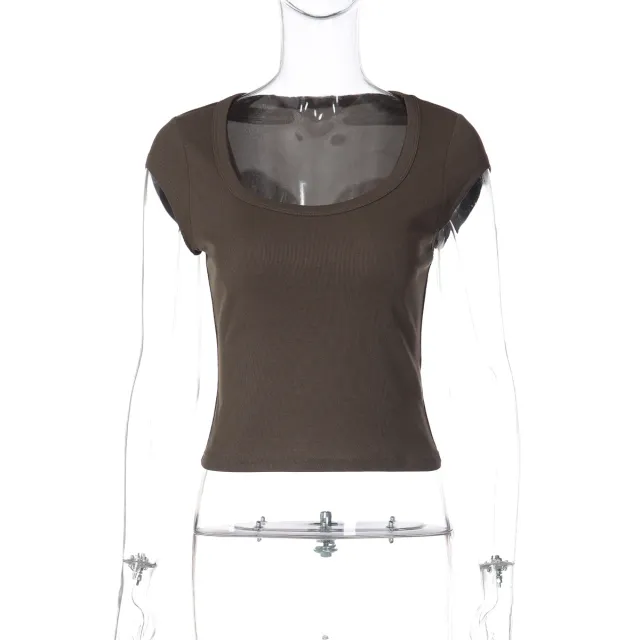 Women's Fashionable Slim fit Cropped Top Brown - Shop at LoveMi
