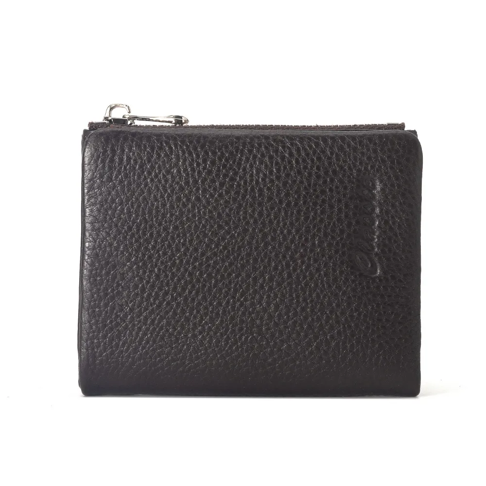 Leather Wallet Lychee Pattern Women's Short - Coffee