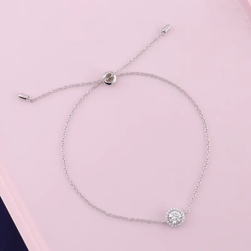 S925 Silver Moissanite Round Bag Micro-inlaid Round Moissanite Electroplated K Platinum Bracelet For Women
