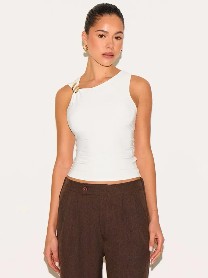 Women's Solid Color Off The Shoulder Slim Fit Versatile Top - White