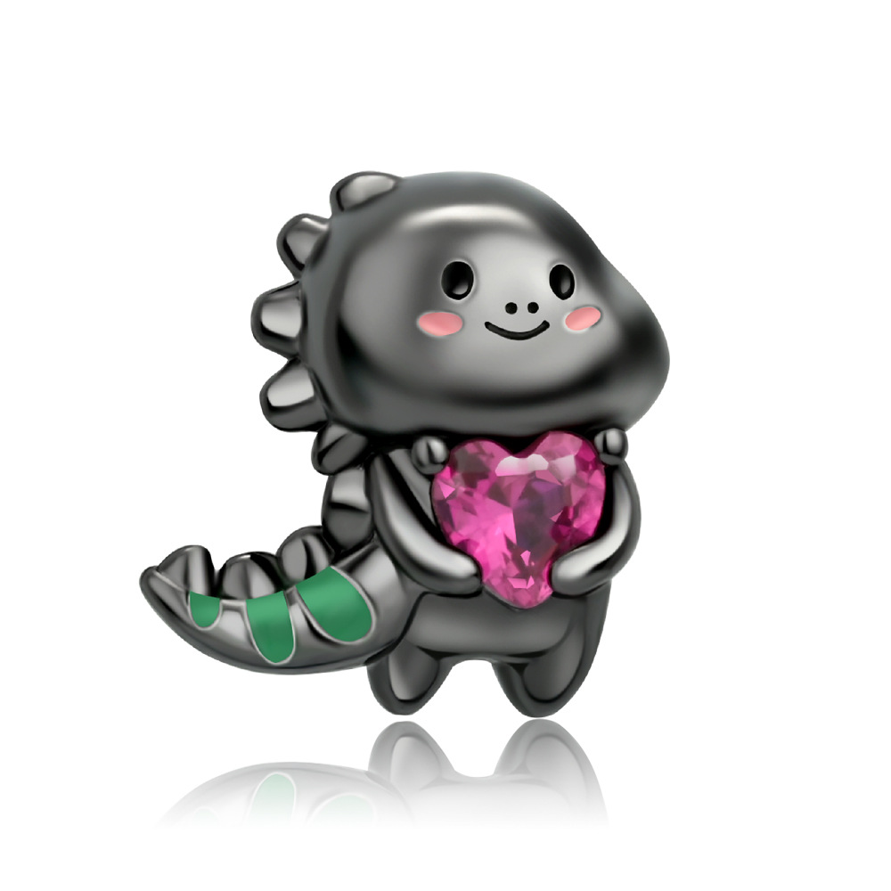 Fashionable Silver-Plated Black-Gold Bat Bead Pendant