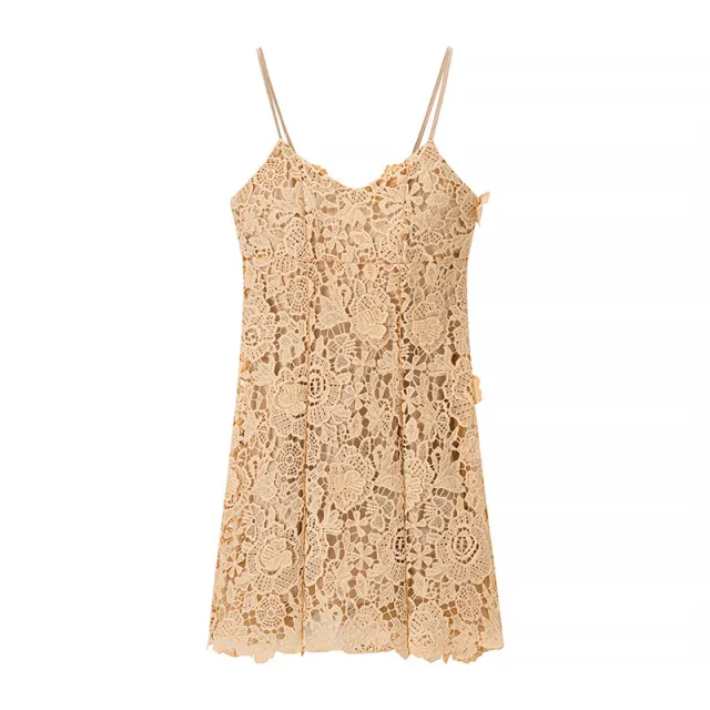 Sexy Style Beige Flowers Dress - Shop at LoveMi
