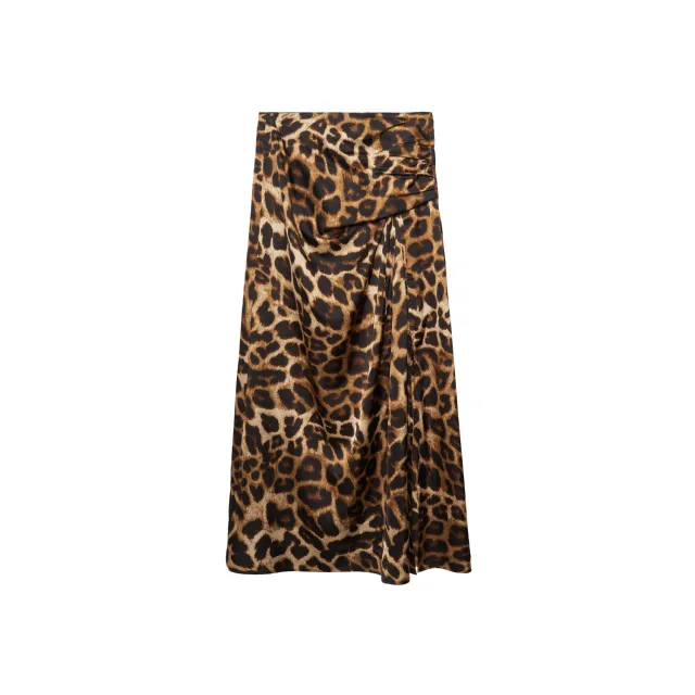 Leopard Print High Waist Long Skirt Pleated Skirt Leopard - Shop at LoveMi