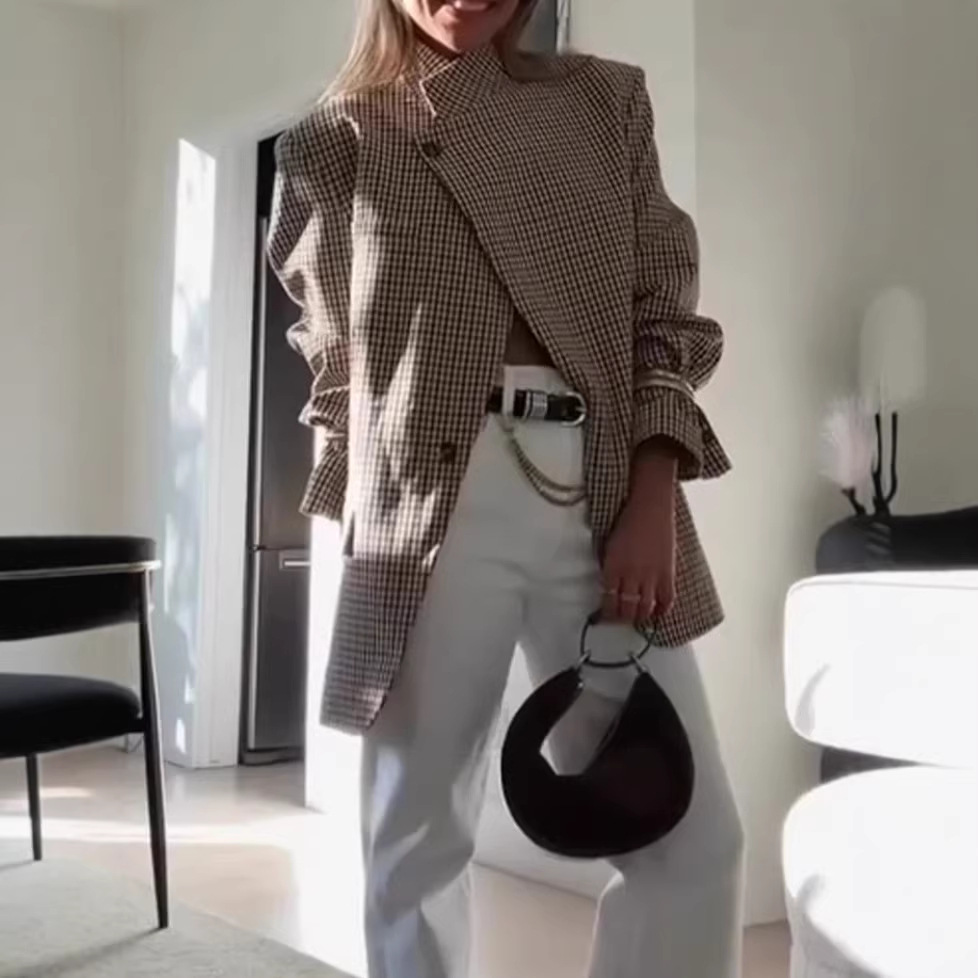 Autumnwinter Retro Stand-collar Womens Blazer