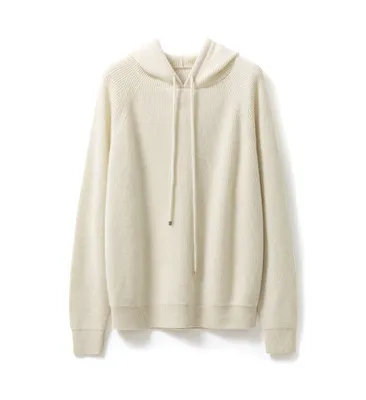 Autumn And Winter Thickening Knitted Hat Loose Sweater Milky White - Shop at LoveMi