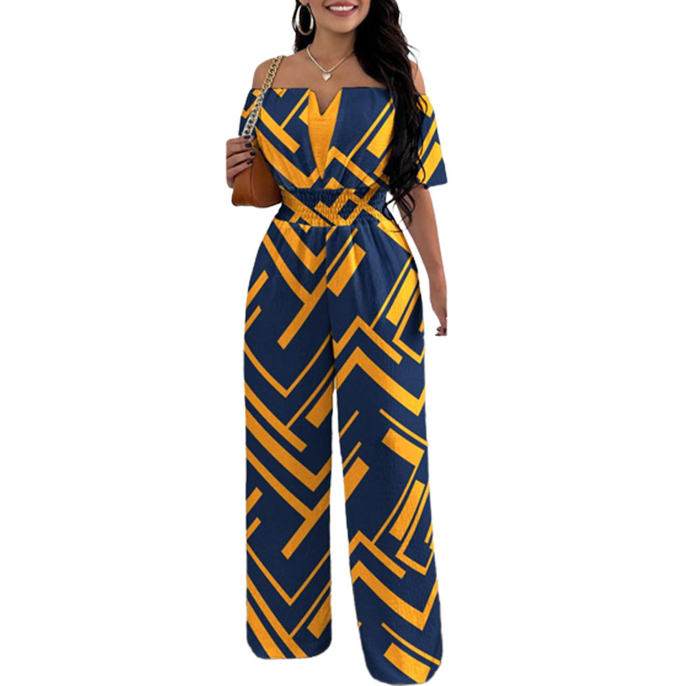 Women's Off-neck Waist Trimming Loose Straight Jumpsuit - Image 39