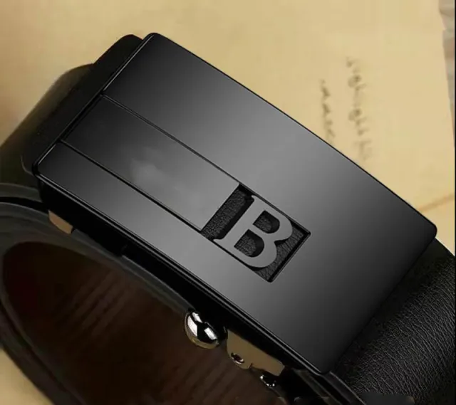 Men's Leather Inner Wear Toothless Automatic Buckle Belt Black Gun Buckle - Shop at LoveMi