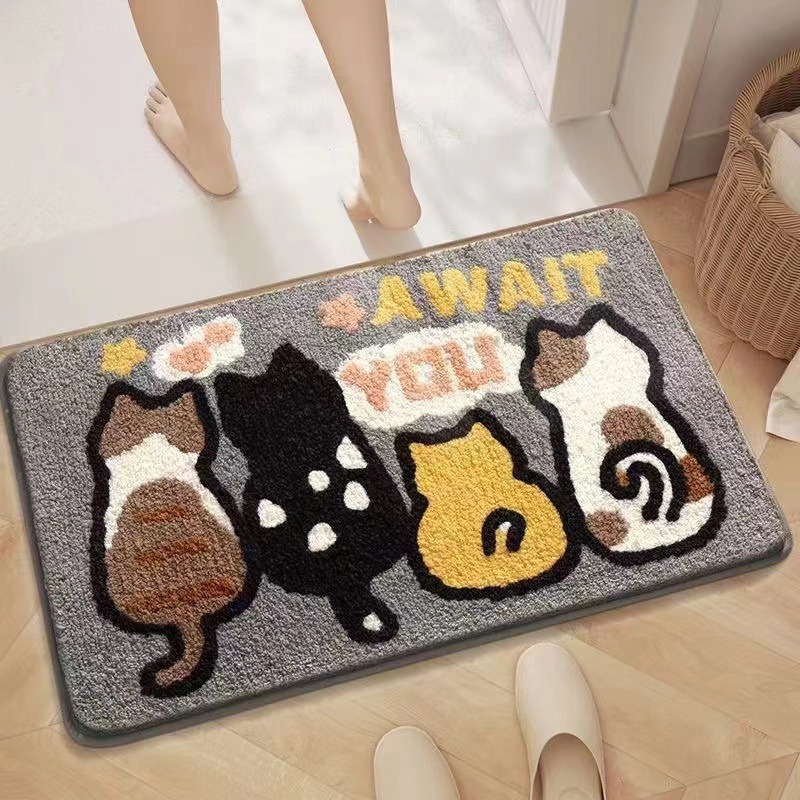 Cartoon Animal Cashmere Floor Mat Toilet Toilet Water-absorbing Non-slip Mat
