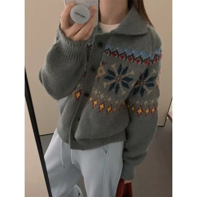 Autumn And Winter Loose Idle Style Knitted Coat Gray - Shop at LoveMi