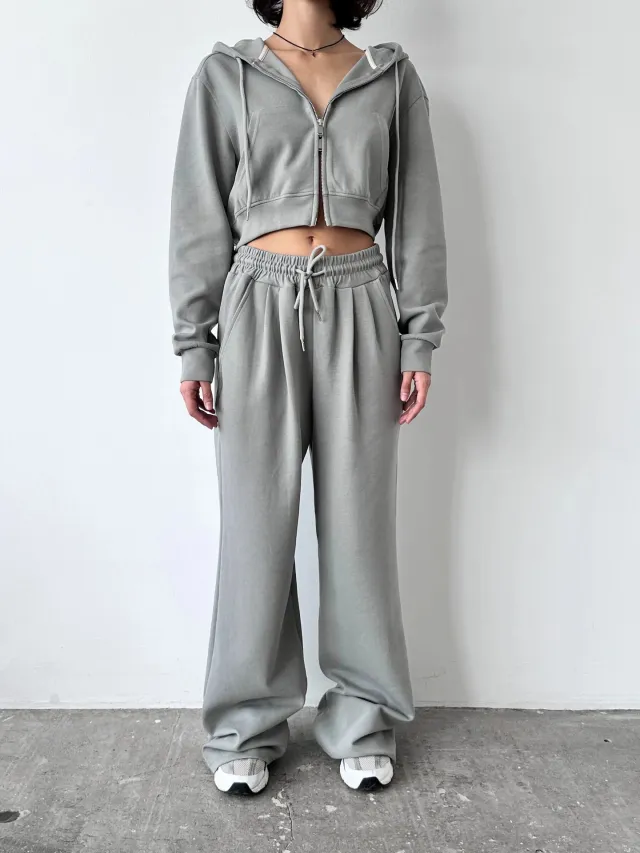 Casual Women's Suit Solid Color Long Sleeve Zip Hoodie Drawstring Sweatpants Gray - Shop at LoveMi