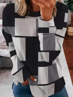 3D Printed Loose Round Neck Fashion Women's Sweater - Gbh0155 8-S - View 1