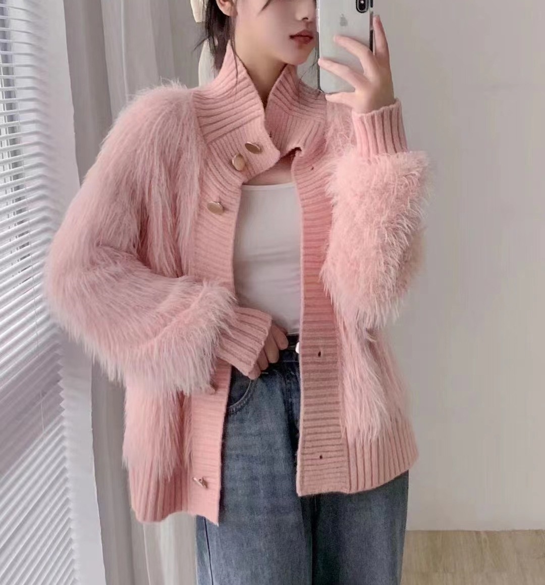 Women's Fashion Stand Collar Outerwear Cardigan Jacket