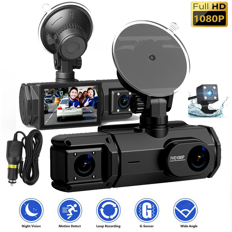 HD 1080p Driving Recorder Three-lens Same Display With Reversing Image Mobile Phone WIFI Car DVR - Image 4