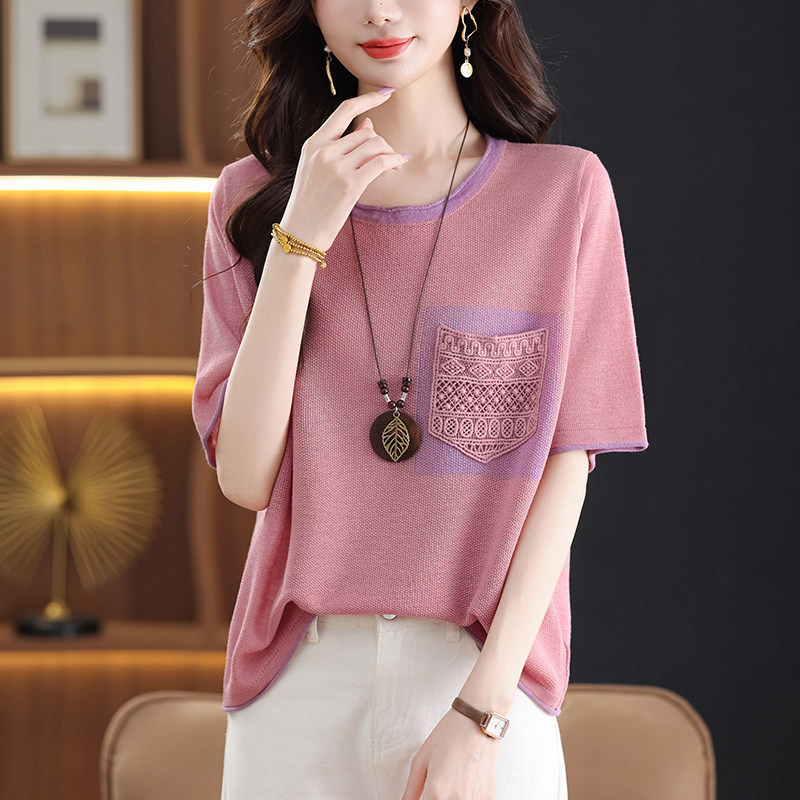 Flattering Tummy Hiding Age Reducing Ice Silk Knit T Shirt