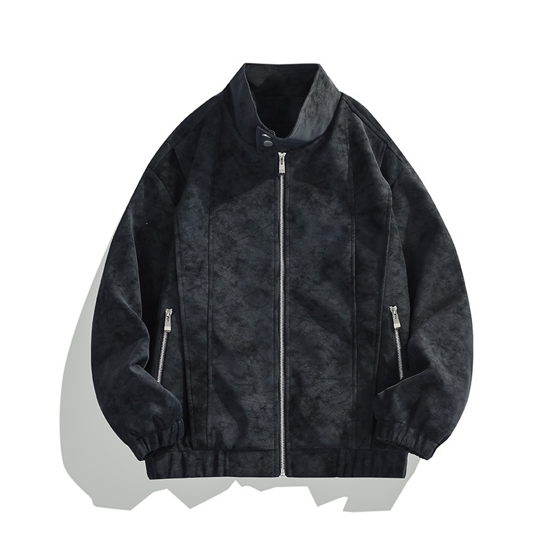 Plus-size American-style Mens Loose-fitting Biker Jacket For Spring And Autumn