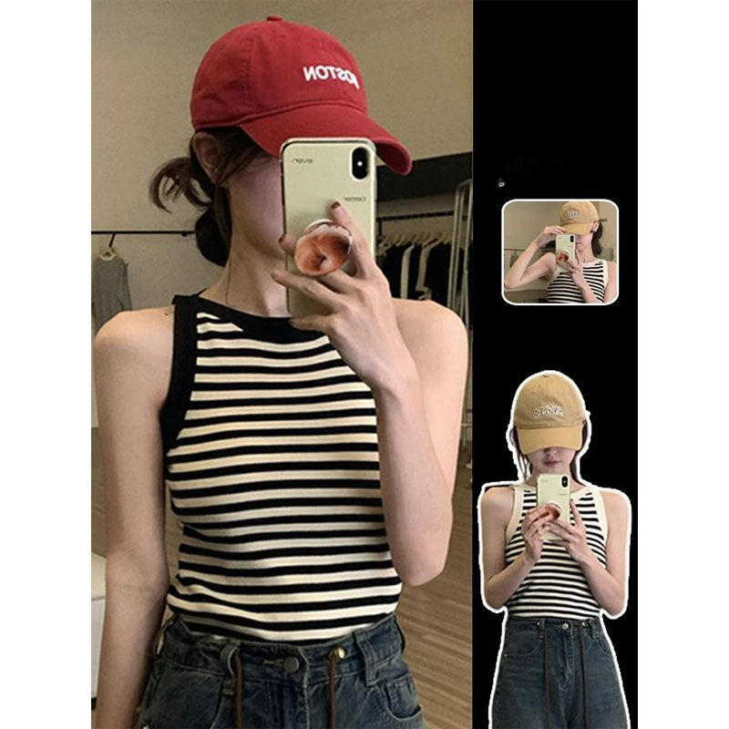 Striped Knitted Small Tank Top Vest For Women