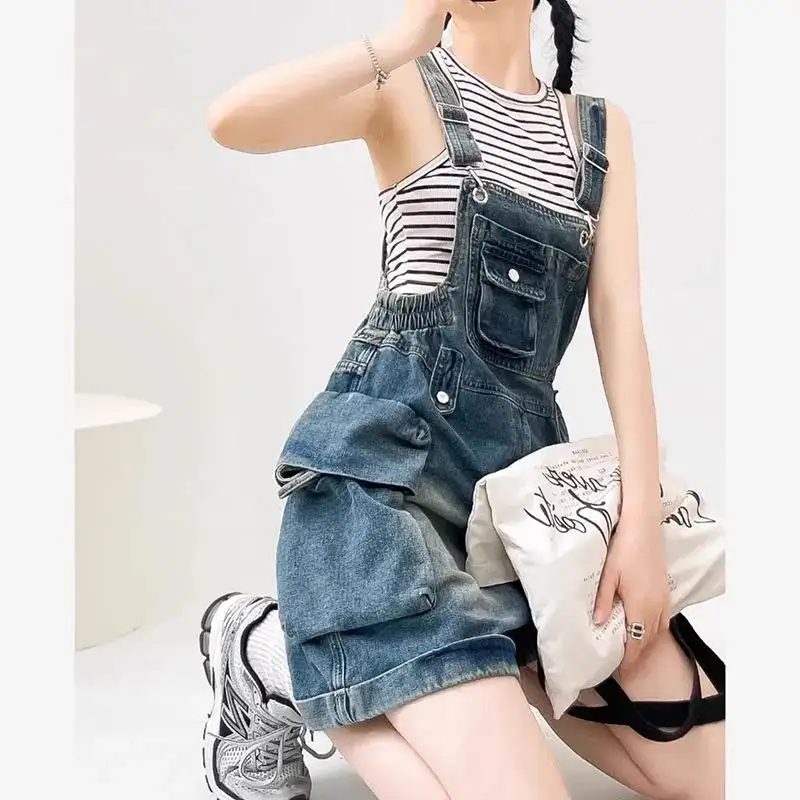 Summer New Vintage Workwear-Style Denim Overalls For Women
