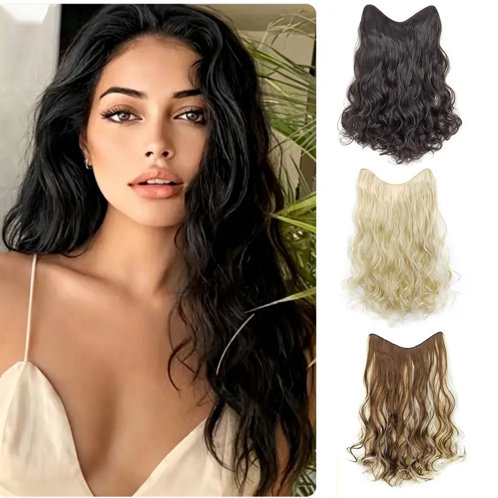 Womens Hair Extension Piece 4-clip One-piece V-shaped