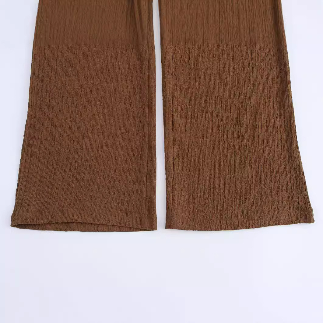 High waisted straight tube loose and slimming casual pants two-piece set