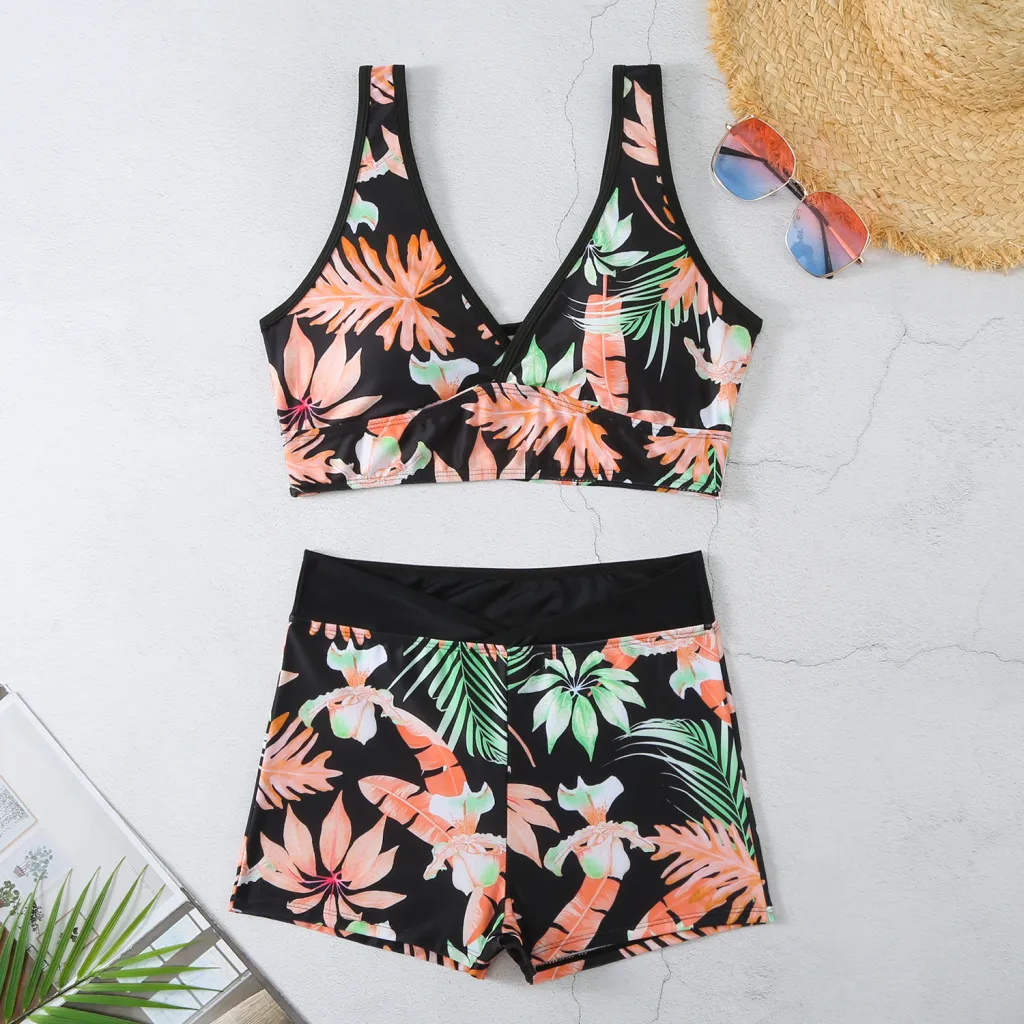 Two-piece Swimsuit Printed Boxer Multi-colour Swimsuit - 5 Style-M