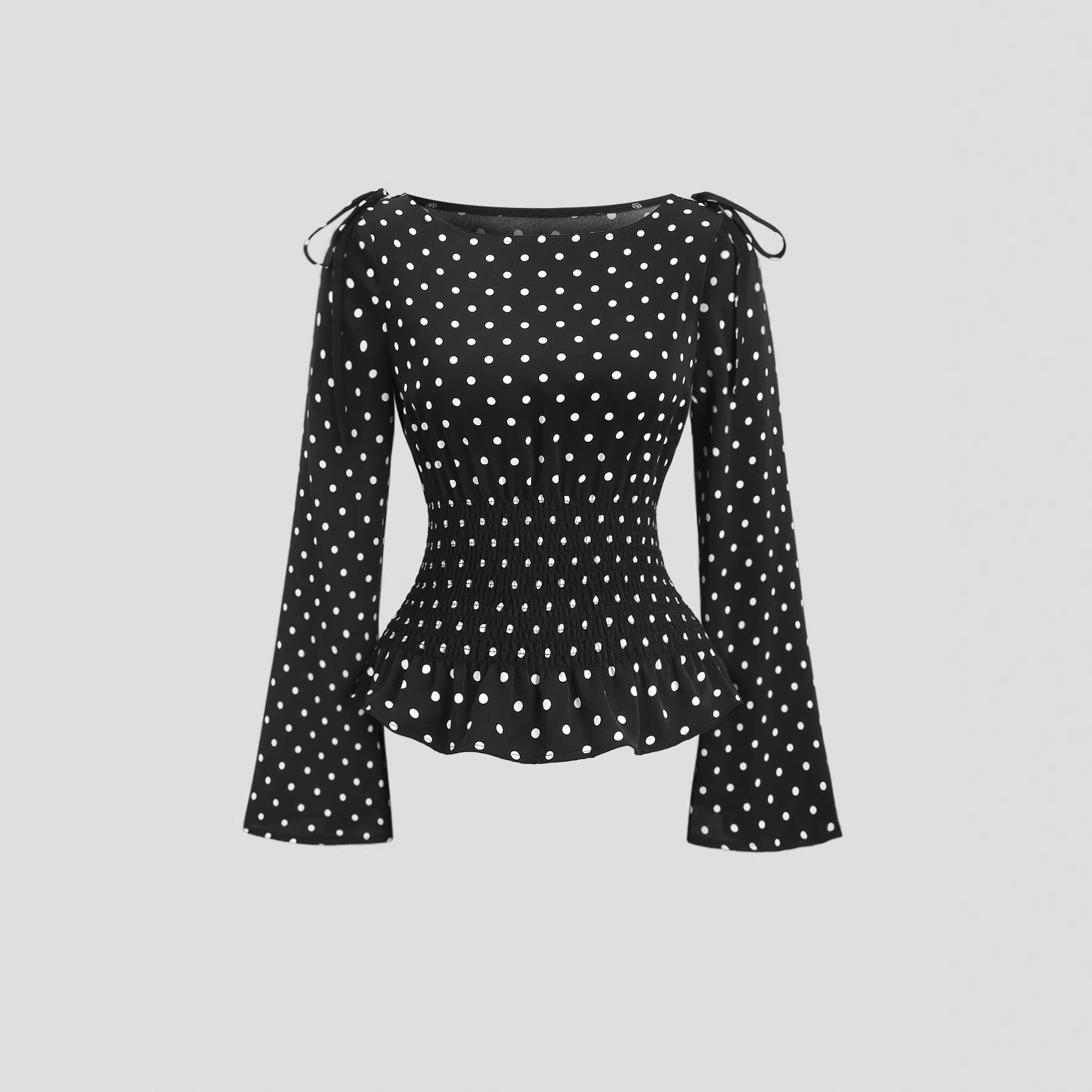 European And American Polka-dot Niche Edgy Sexy Off-shoulder Figure-flattering Slimming Design