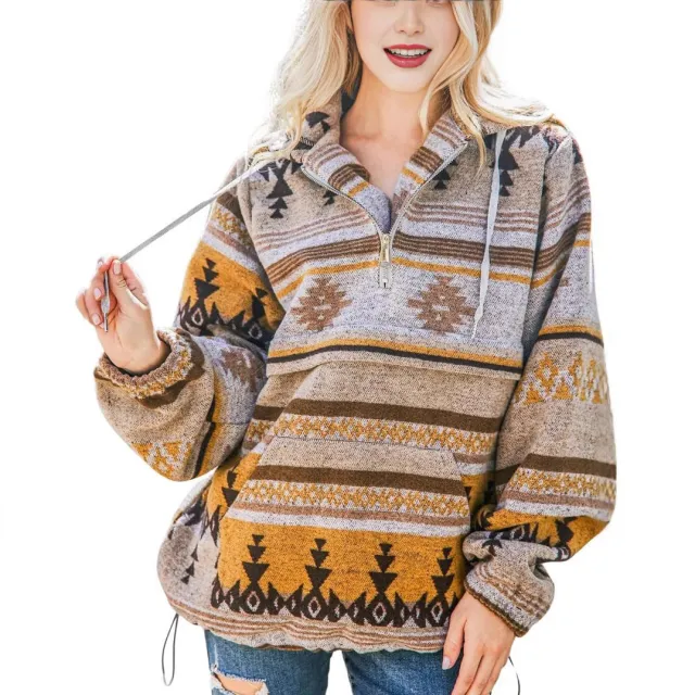 Women's Retro Fashion Half Zip Long Sleeve Sweatshirt M2590803 Xxl - Shop at LoveMi