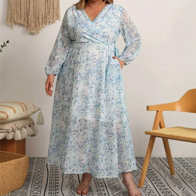 Wrap Long Floral Dress Women's Colorful Floral - Shop at LoveMi