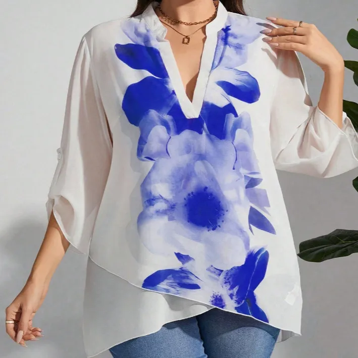 Women's Clothing Loose Shirt Elegant Fashion Design - Blue