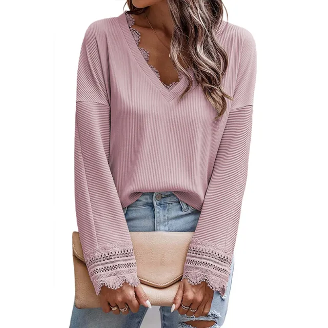 Solid Color Thread Knitwear Women's European And American Simple Lc25122653 Pink - Shop at LoveMi