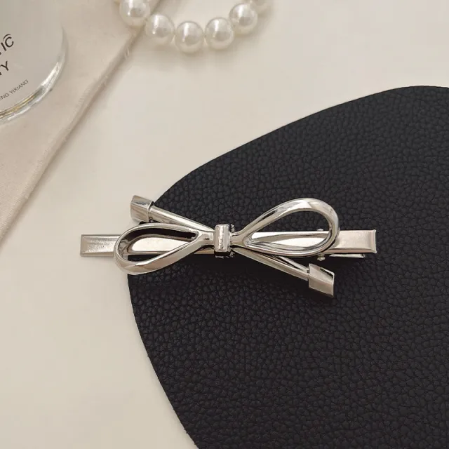 Ins Cold Style Silver Bow Barrettes Women Barrettes Style - Shop at LoveMi