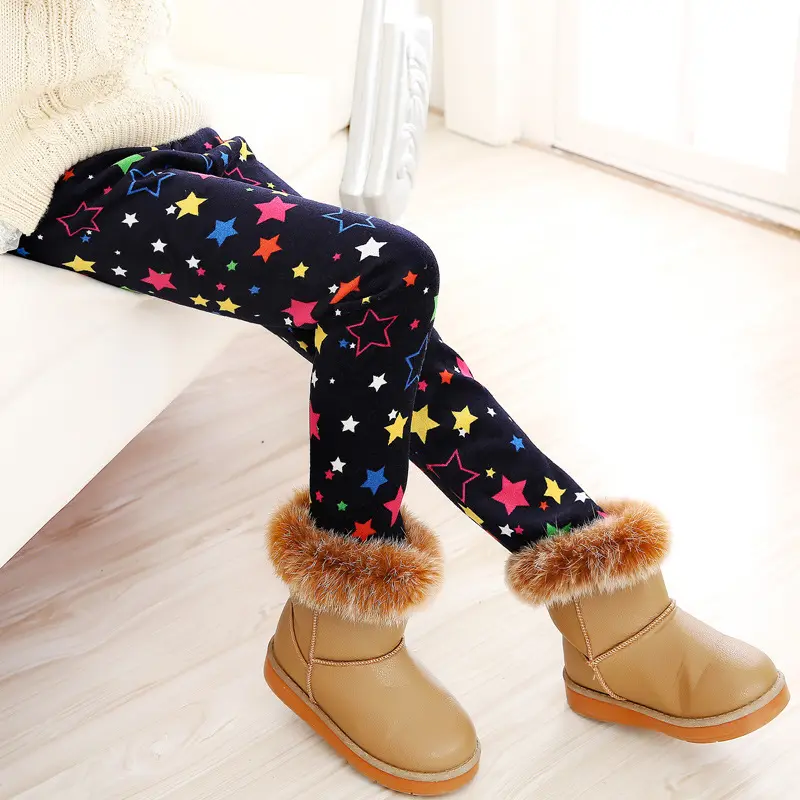 Childrens Printed Slim-fit Warm Pants Long Outerwear