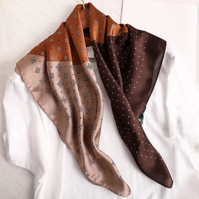 Female Hood Fashionable Silky Satin Wrapped Breathable Polka Dot Stitching Coffee - Shop at LoveMi
