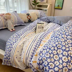 Washed Cotton Bed Sheet Quilt Cover Four-piece Set - Orchid K - View 1