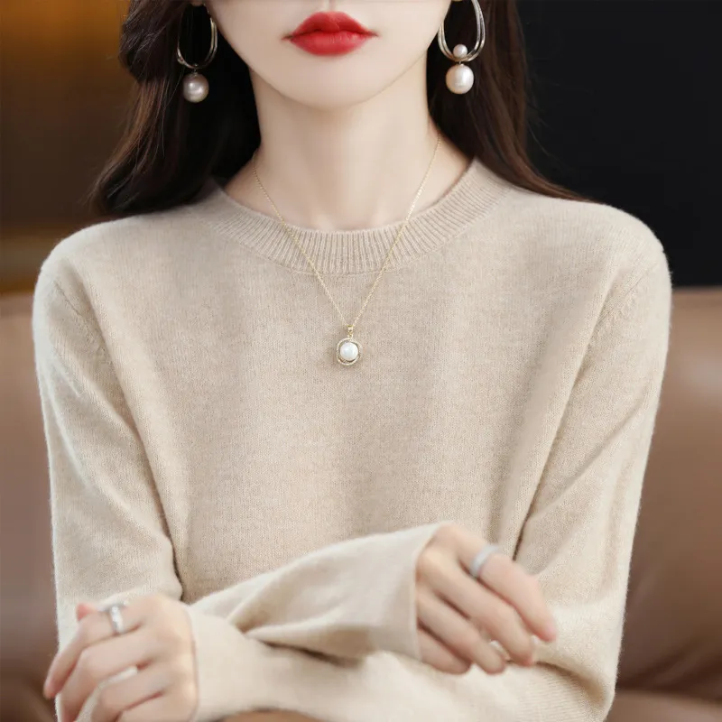 Solid Color Simple Pullover Cashmere Loose Sweater - Raw Velvet Rice-Xxl