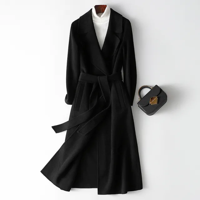 Autumn And Winter Temperament Korean Style Woolen Coat Women Black - Shop at LoveMi