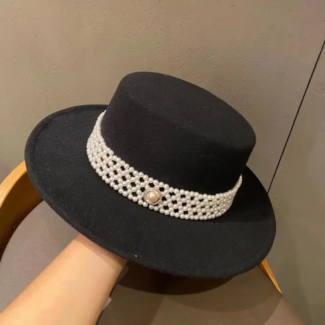 Wool like Flat top Cap Vintage Top Hat Black - Shop at LoveMi