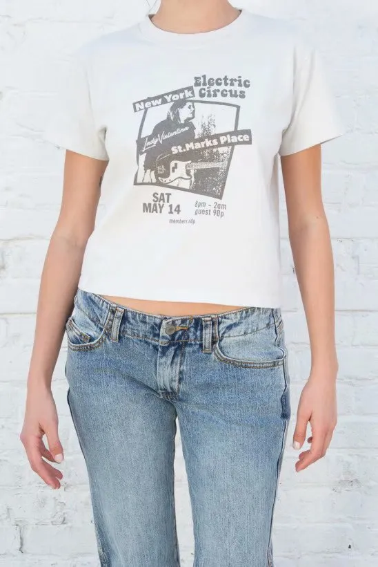 Rock Guitarist Printed T shirt Round Neck Short Sleeve Top White - Shop at LoveMi